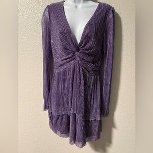 Trixxi Shimmering Purple Long Sleeve Dress